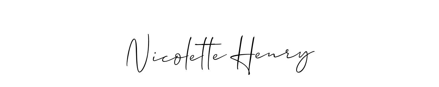 The best way (Allison_Script) to make a short signature is to pick only two or three words in your name. The name Nicolette Henry include a total of six letters. For converting this name. Nicolette Henry signature style 2 images and pictures png