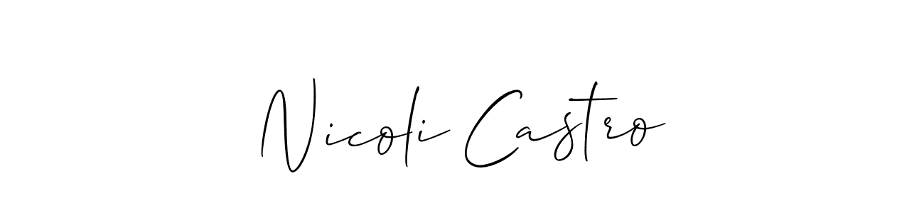 This is the best signature style for the Nicoli Castro name. Also you like these signature font (Allison_Script). Mix name signature. Nicoli Castro signature style 2 images and pictures png
