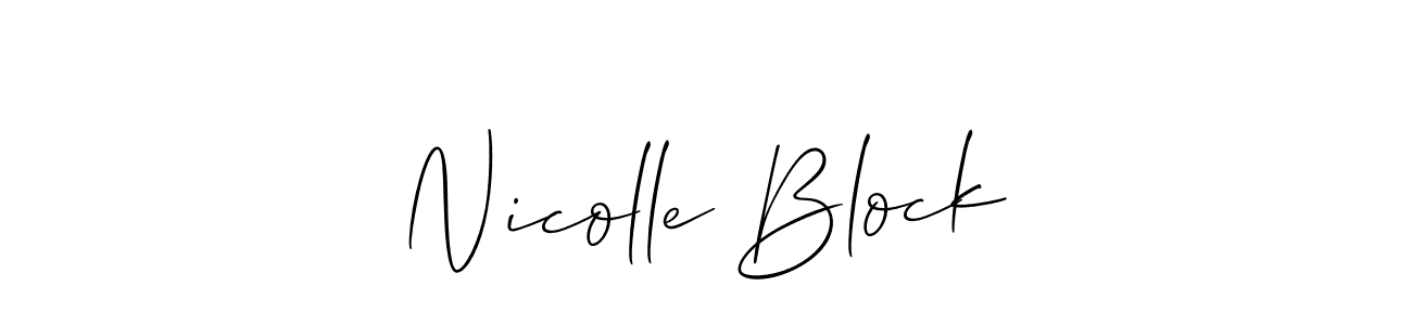 You should practise on your own different ways (Allison_Script) to write your name (Nicolle Block) in signature. don't let someone else do it for you. Nicolle Block signature style 2 images and pictures png