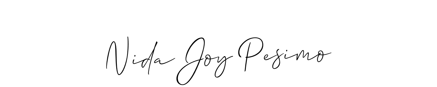 Create a beautiful signature design for name Nida Joy Pesimo. With this signature (Allison_Script) fonts, you can make a handwritten signature for free. Nida Joy Pesimo signature style 2 images and pictures png