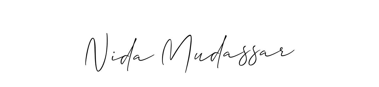 How to Draw Nida Mudassar signature style? Allison_Script is a latest design signature styles for name Nida Mudassar. Nida Mudassar signature style 2 images and pictures png