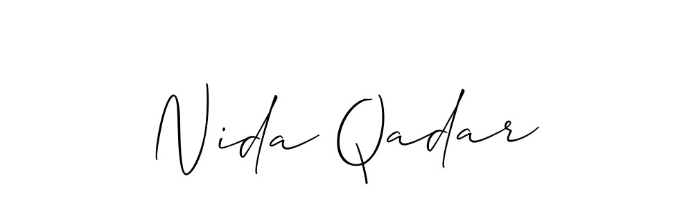 The best way (Allison_Script) to make a short signature is to pick only two or three words in your name. The name Nida Qadar include a total of six letters. For converting this name. Nida Qadar signature style 2 images and pictures png