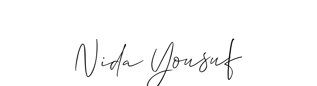 It looks lik you need a new signature style for name Nida Yousuf. Design unique handwritten (Allison_Script) signature with our free signature maker in just a few clicks. Nida Yousuf signature style 2 images and pictures png