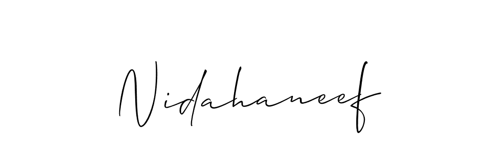 How to make Nidahaneef name signature. Use Allison_Script style for creating short signs online. This is the latest handwritten sign. Nidahaneef signature style 2 images and pictures png