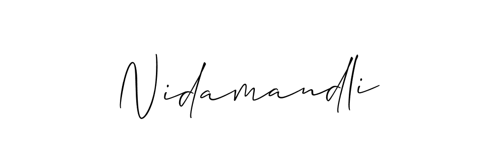 Allison_Script is a professional signature style that is perfect for those who want to add a touch of class to their signature. It is also a great choice for those who want to make their signature more unique. Get Nidamandli name to fancy signature for free. Nidamandli signature style 2 images and pictures png