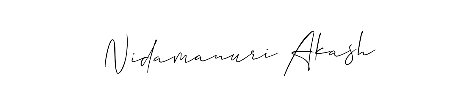 Also we have Nidamanuri Akash name is the best signature style. Create professional handwritten signature collection using Allison_Script autograph style. Nidamanuri Akash signature style 2 images and pictures png