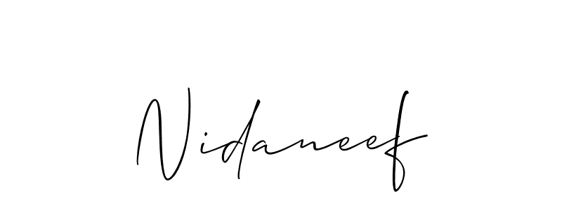 Nidaneef stylish signature style. Best Handwritten Sign (Allison_Script) for my name. Handwritten Signature Collection Ideas for my name Nidaneef. Nidaneef signature style 2 images and pictures png