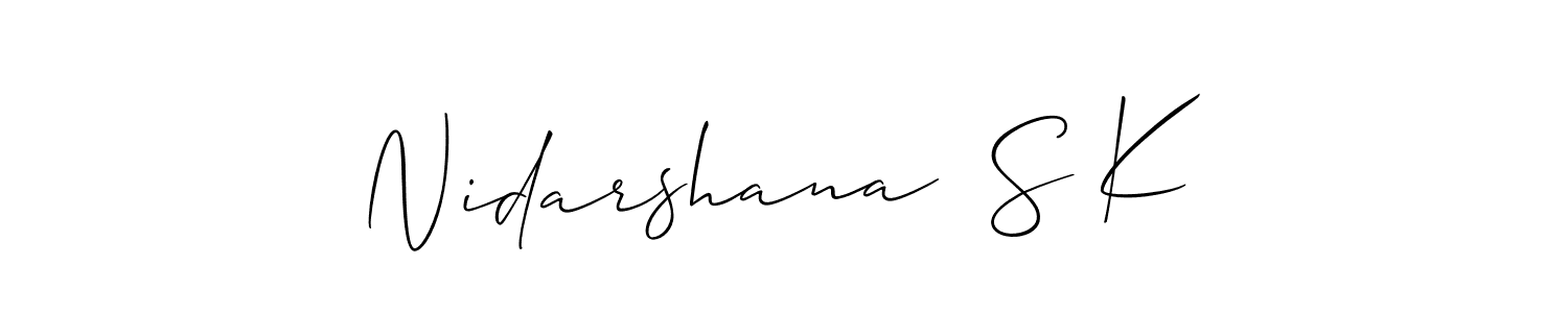 Make a beautiful signature design for name Nidarshana  S K. With this signature (Allison_Script) style, you can create a handwritten signature for free. Nidarshana  S K signature style 2 images and pictures png