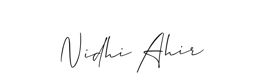 You should practise on your own different ways (Allison_Script) to write your name (Nidhi Ahir) in signature. don't let someone else do it for you. Nidhi Ahir signature style 2 images and pictures png