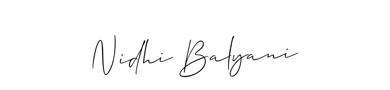 How to make Nidhi Balyani name signature. Use Allison_Script style for creating short signs online. This is the latest handwritten sign. Nidhi Balyani signature style 2 images and pictures png