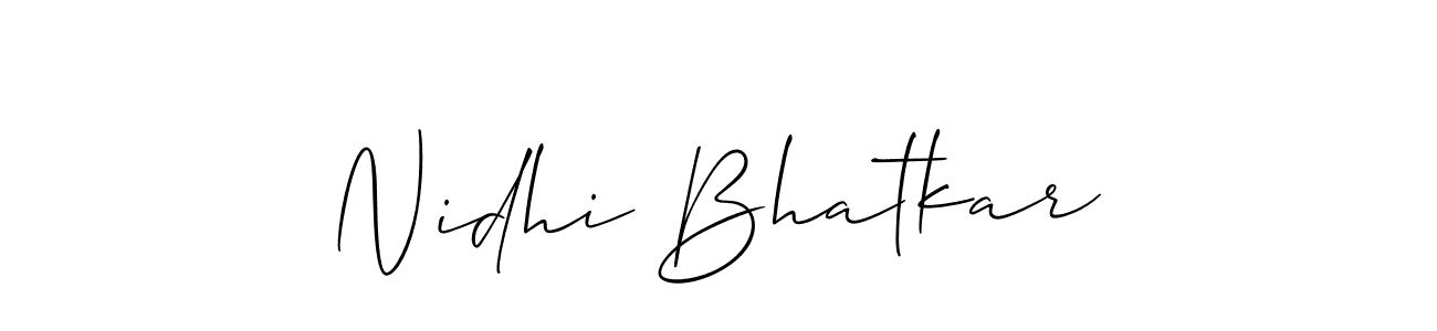 Make a short Nidhi Bhatkar signature style. Manage your documents anywhere anytime using Allison_Script. Create and add eSignatures, submit forms, share and send files easily. Nidhi Bhatkar signature style 2 images and pictures png