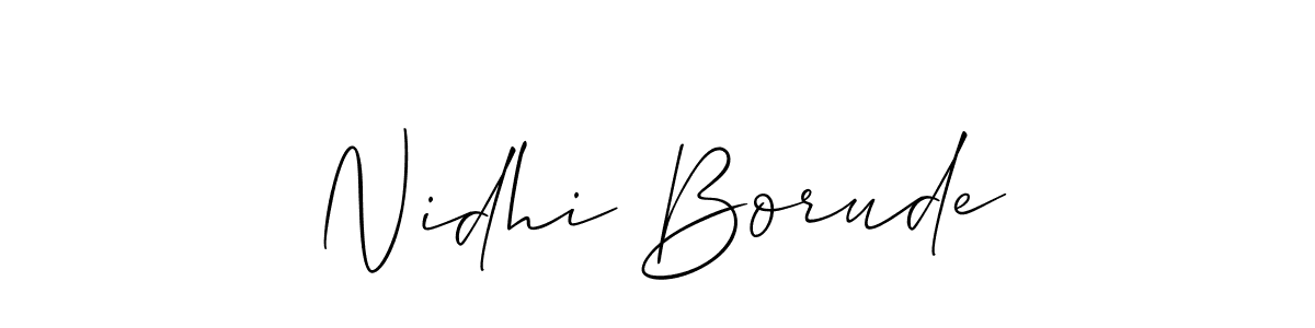 Make a beautiful signature design for name Nidhi Borude. With this signature (Allison_Script) style, you can create a handwritten signature for free. Nidhi Borude signature style 2 images and pictures png
