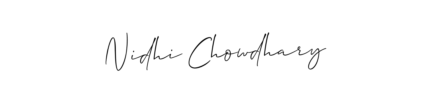 How to make Nidhi Chowdhary signature? Allison_Script is a professional autograph style. Create handwritten signature for Nidhi Chowdhary name. Nidhi Chowdhary signature style 2 images and pictures png