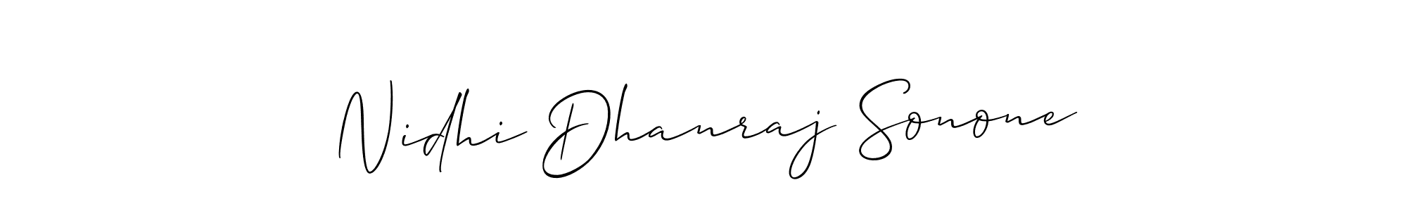 if you are searching for the best signature style for your name Nidhi Dhanraj Sonone. so please give up your signature search. here we have designed multiple signature styles  using Allison_Script. Nidhi Dhanraj Sonone signature style 2 images and pictures png