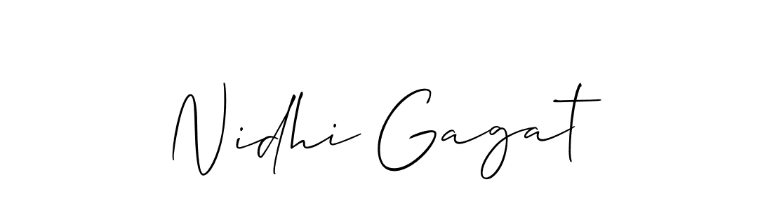 The best way (Allison_Script) to make a short signature is to pick only two or three words in your name. The name Nidhi Gagat include a total of six letters. For converting this name. Nidhi Gagat signature style 2 images and pictures png