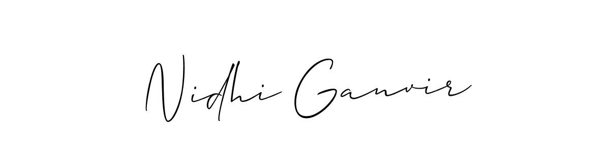 Allison_Script is a professional signature style that is perfect for those who want to add a touch of class to their signature. It is also a great choice for those who want to make their signature more unique. Get Nidhi Ganvir name to fancy signature for free. Nidhi Ganvir signature style 2 images and pictures png
