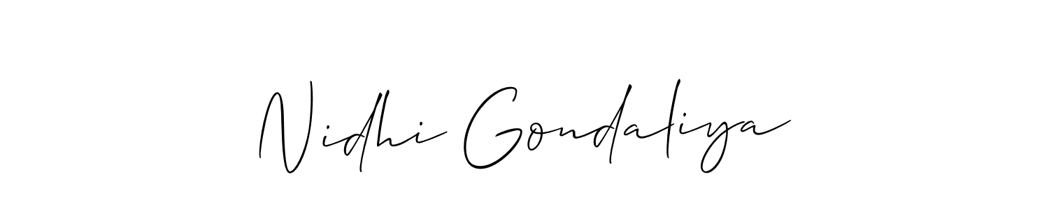 This is the best signature style for the Nidhi Gondaliya name. Also you like these signature font (Allison_Script). Mix name signature. Nidhi Gondaliya signature style 2 images and pictures png