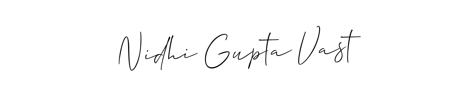 Similarly Allison_Script is the best handwritten signature design. Signature creator online .You can use it as an online autograph creator for name Nidhi Gupta Vast. Nidhi Gupta Vast signature style 2 images and pictures png