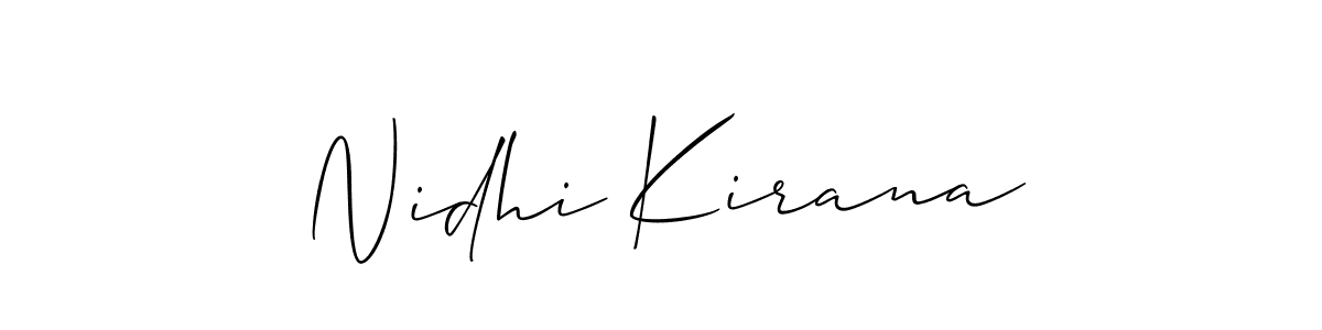 Also You can easily find your signature by using the search form. We will create Nidhi Kirana name handwritten signature images for you free of cost using Allison_Script sign style. Nidhi Kirana signature style 2 images and pictures png