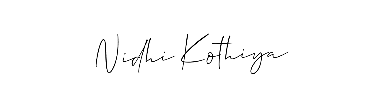 It looks lik you need a new signature style for name Nidhi Kothiya. Design unique handwritten (Allison_Script) signature with our free signature maker in just a few clicks. Nidhi Kothiya signature style 2 images and pictures png