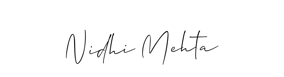 Allison_Script is a professional signature style that is perfect for those who want to add a touch of class to their signature. It is also a great choice for those who want to make their signature more unique. Get Nidhi Mehta name to fancy signature for free. Nidhi Mehta signature style 2 images and pictures png