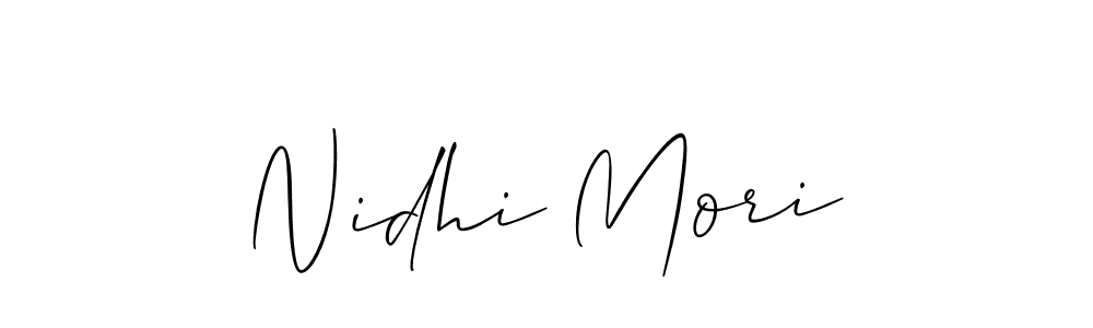 Allison_Script is a professional signature style that is perfect for those who want to add a touch of class to their signature. It is also a great choice for those who want to make their signature more unique. Get Nidhi Mori name to fancy signature for free. Nidhi Mori signature style 2 images and pictures png