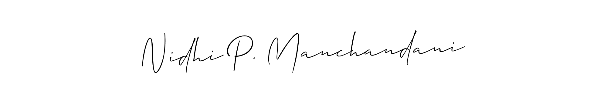 How to Draw Nidhi P. Manchandani signature style? Allison_Script is a latest design signature styles for name Nidhi P. Manchandani. Nidhi P. Manchandani signature style 2 images and pictures png