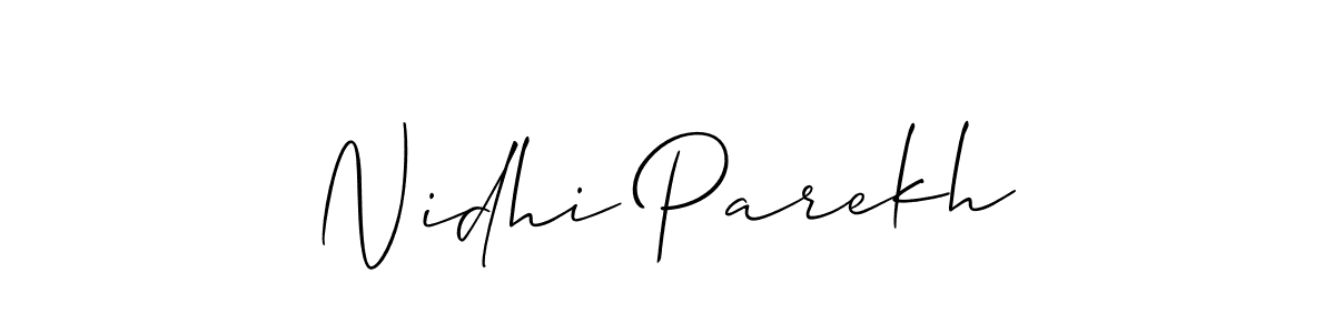 How to make Nidhi Parekh name signature. Use Allison_Script style for creating short signs online. This is the latest handwritten sign. Nidhi Parekh signature style 2 images and pictures png