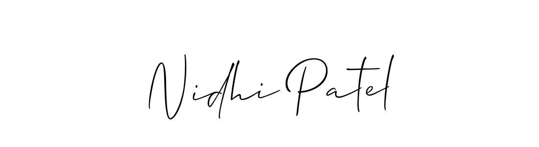 It looks lik you need a new signature style for name Nidhi Patel. Design unique handwritten (Allison_Script) signature with our free signature maker in just a few clicks. Nidhi Patel signature style 2 images and pictures png