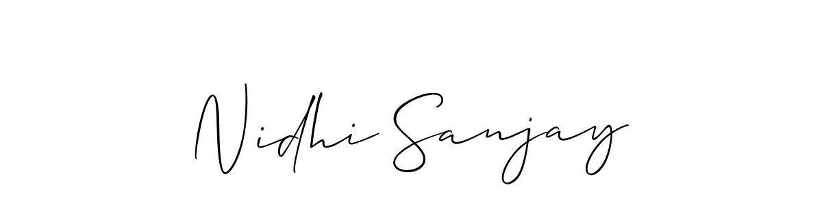 The best way (Allison_Script) to make a short signature is to pick only two or three words in your name. The name Nidhi Sanjay include a total of six letters. For converting this name. Nidhi Sanjay signature style 2 images and pictures png