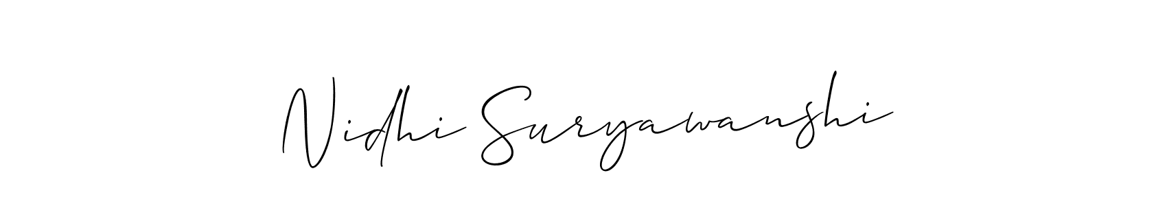 Make a beautiful signature design for name Nidhi Suryawanshi. With this signature (Allison_Script) style, you can create a handwritten signature for free. Nidhi Suryawanshi signature style 2 images and pictures png