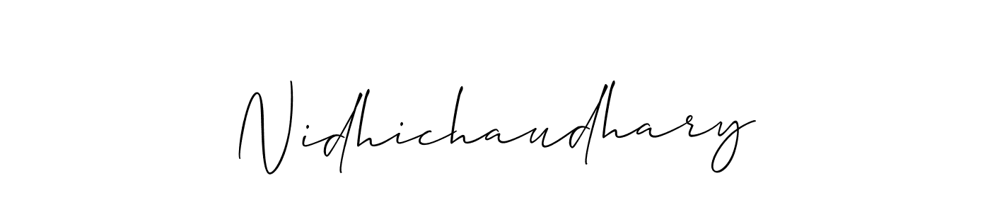 Use a signature maker to create a handwritten signature online. With this signature software, you can design (Allison_Script) your own signature for name Nidhichaudhary. Nidhichaudhary signature style 2 images and pictures png