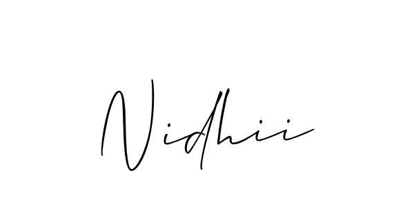 The best way (Allison_Script) to make a short signature is to pick only two or three words in your name. The name Nidhii include a total of six letters. For converting this name. Nidhii signature style 2 images and pictures png