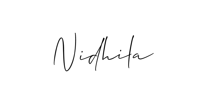 Make a beautiful signature design for name Nidhila. With this signature (Allison_Script) style, you can create a handwritten signature for free. Nidhila signature style 2 images and pictures png