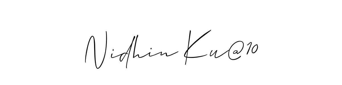 Make a beautiful signature design for name Nidhin Ku@10. With this signature (Allison_Script) style, you can create a handwritten signature for free. Nidhin Ku@10 signature style 2 images and pictures png
