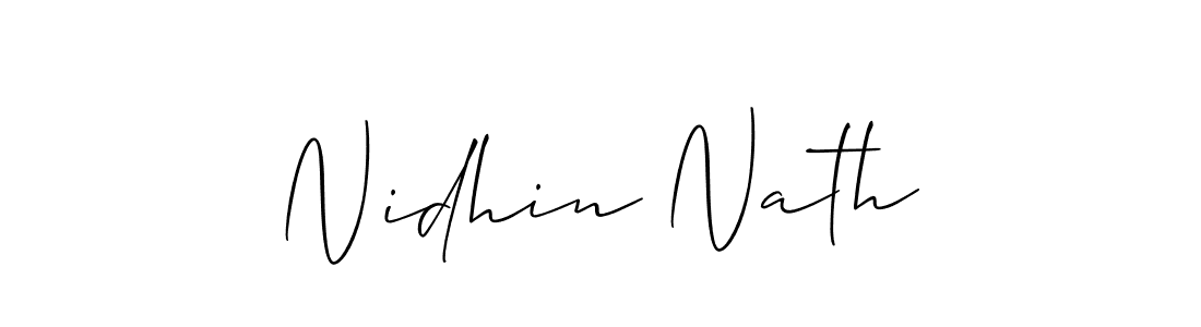 Allison_Script is a professional signature style that is perfect for those who want to add a touch of class to their signature. It is also a great choice for those who want to make their signature more unique. Get Nidhin Nath name to fancy signature for free. Nidhin Nath signature style 2 images and pictures png