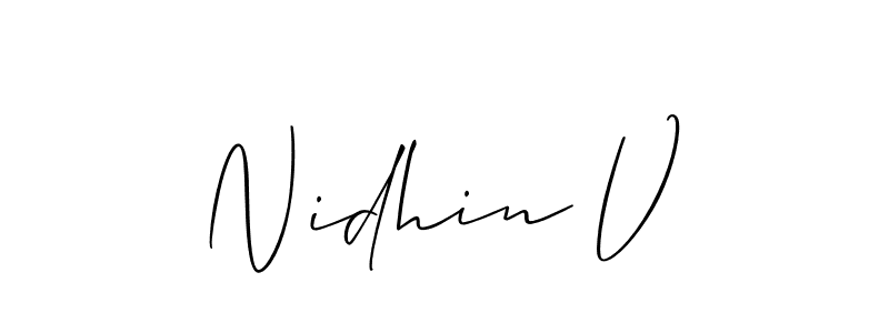 You can use this online signature creator to create a handwritten signature for the name Nidhin V. This is the best online autograph maker. Nidhin V signature style 2 images and pictures png