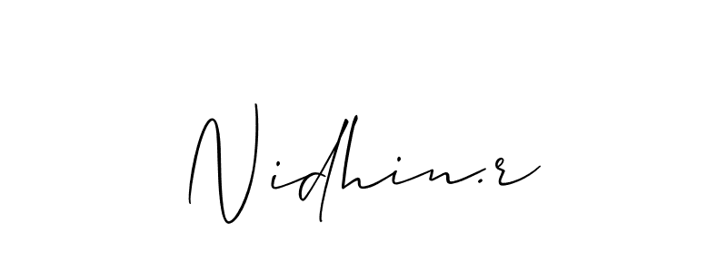 if you are searching for the best signature style for your name Nidhin.r. so please give up your signature search. here we have designed multiple signature styles  using Allison_Script. Nidhin.r signature style 2 images and pictures png