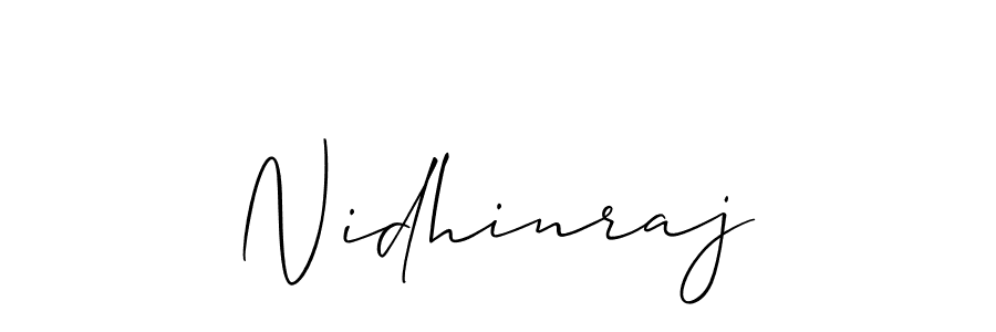 Use a signature maker to create a handwritten signature online. With this signature software, you can design (Allison_Script) your own signature for name Nidhinraj. Nidhinraj signature style 2 images and pictures png