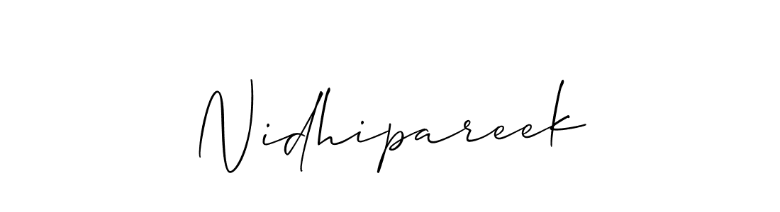 Create a beautiful signature design for name Nidhipareek. With this signature (Allison_Script) fonts, you can make a handwritten signature for free. Nidhipareek signature style 2 images and pictures png