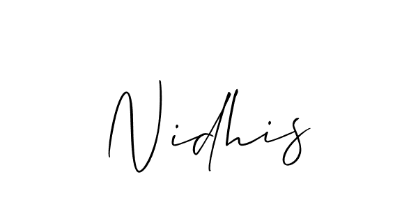 How to make Nidhis signature? Allison_Script is a professional autograph style. Create handwritten signature for Nidhis name. Nidhis signature style 2 images and pictures png