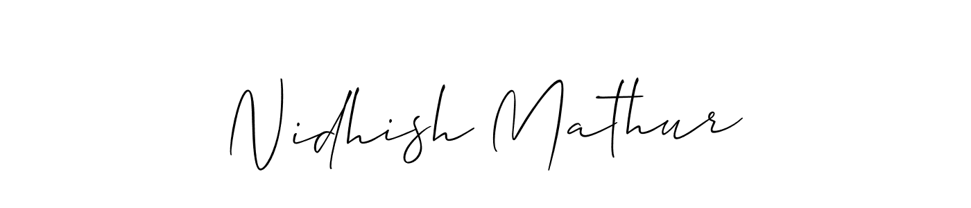 The best way (Allison_Script) to make a short signature is to pick only two or three words in your name. The name Nidhish Mathur include a total of six letters. For converting this name. Nidhish Mathur signature style 2 images and pictures png