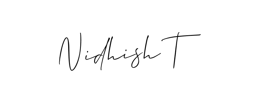 How to make Nidhish T name signature. Use Allison_Script style for creating short signs online. This is the latest handwritten sign. Nidhish T signature style 2 images and pictures png