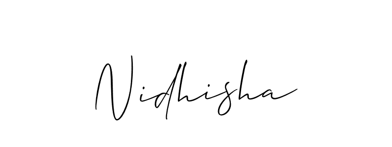 Allison_Script is a professional signature style that is perfect for those who want to add a touch of class to their signature. It is also a great choice for those who want to make their signature more unique. Get Nidhisha name to fancy signature for free. Nidhisha signature style 2 images and pictures png