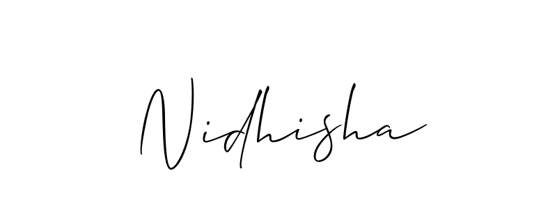 Allison_Script is a professional signature style that is perfect for those who want to add a touch of class to their signature. It is also a great choice for those who want to make their signature more unique. Get Nidhisha name to fancy signature for free. Nidhisha signature style 2 images and pictures png