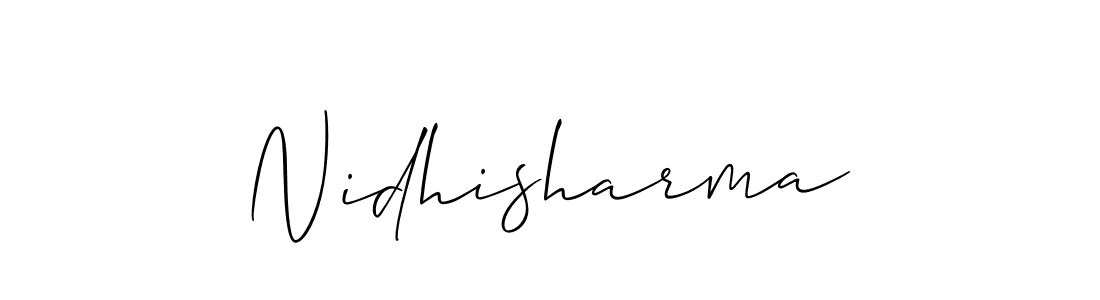 How to make Nidhisharma name signature. Use Allison_Script style for creating short signs online. This is the latest handwritten sign. Nidhisharma signature style 2 images and pictures png