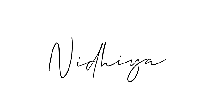 Use a signature maker to create a handwritten signature online. With this signature software, you can design (Allison_Script) your own signature for name Nidhiya. Nidhiya signature style 2 images and pictures png