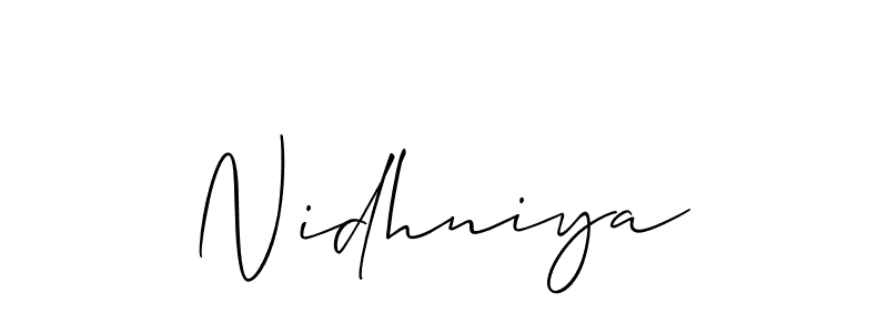 How to make Nidhniya signature? Allison_Script is a professional autograph style. Create handwritten signature for Nidhniya name. Nidhniya signature style 2 images and pictures png