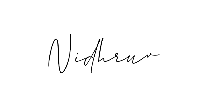 Use a signature maker to create a handwritten signature online. With this signature software, you can design (Allison_Script) your own signature for name Nidhruv. Nidhruv signature style 2 images and pictures png