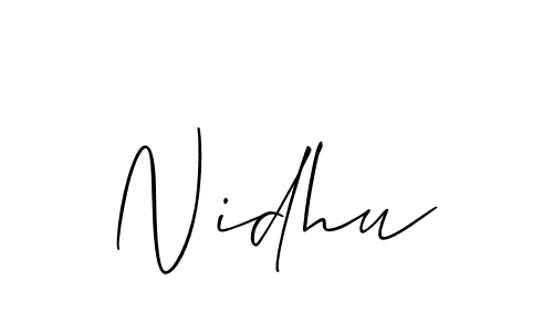 How to make Nidhu signature? Allison_Script is a professional autograph style. Create handwritten signature for Nidhu name. Nidhu signature style 2 images and pictures png